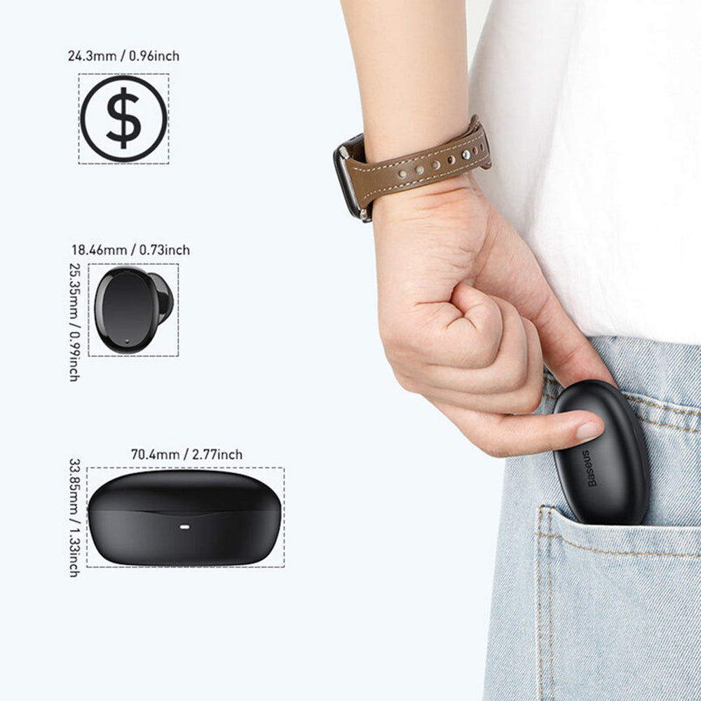 Auricolari Bluetooth Baseus Encok W11, TWS, Nero NGTW060001