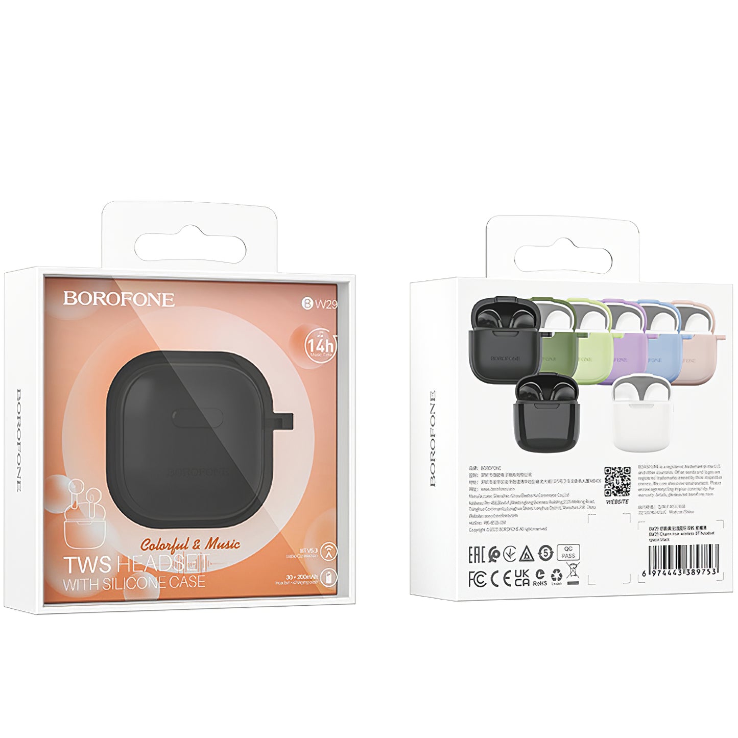 Auricolare Bluetooth a mani libere BW29, TWS, nero