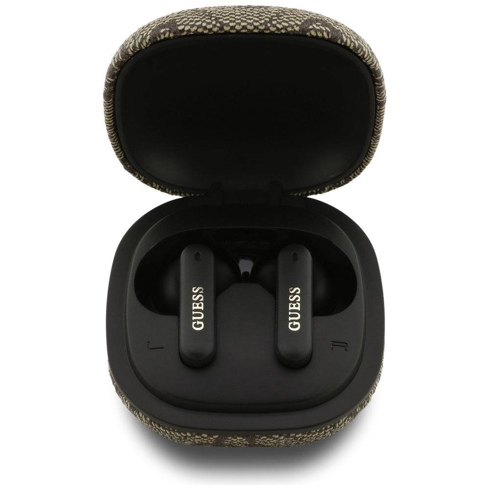 Auricolari Bluetooth Guess 4G Classic con Logo Metallico, TWS, Marrone