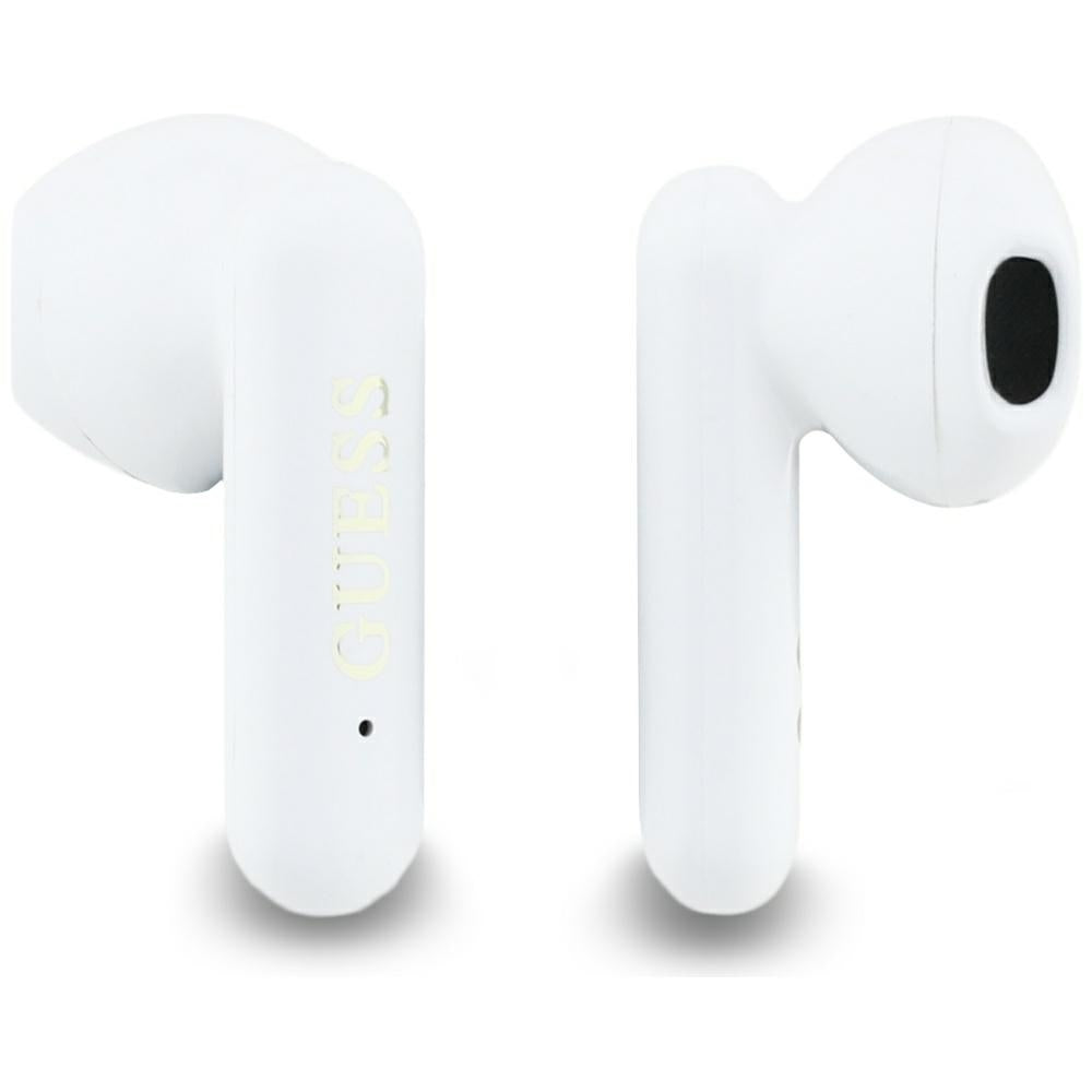 Auricolare Bluetooth Guess 4G con logo in metallo, TWS, Bianco