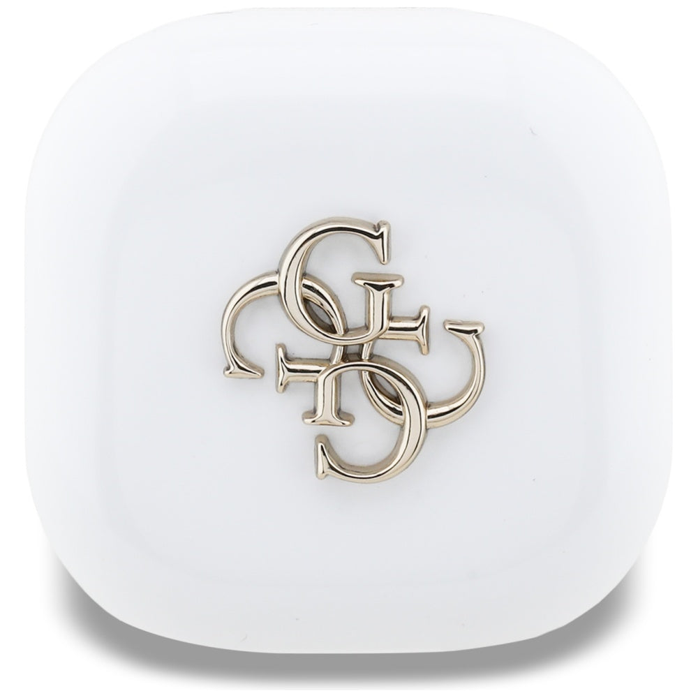 Auricolare Bluetooth Guess 4G con logo in metallo, TWS, Bianco
