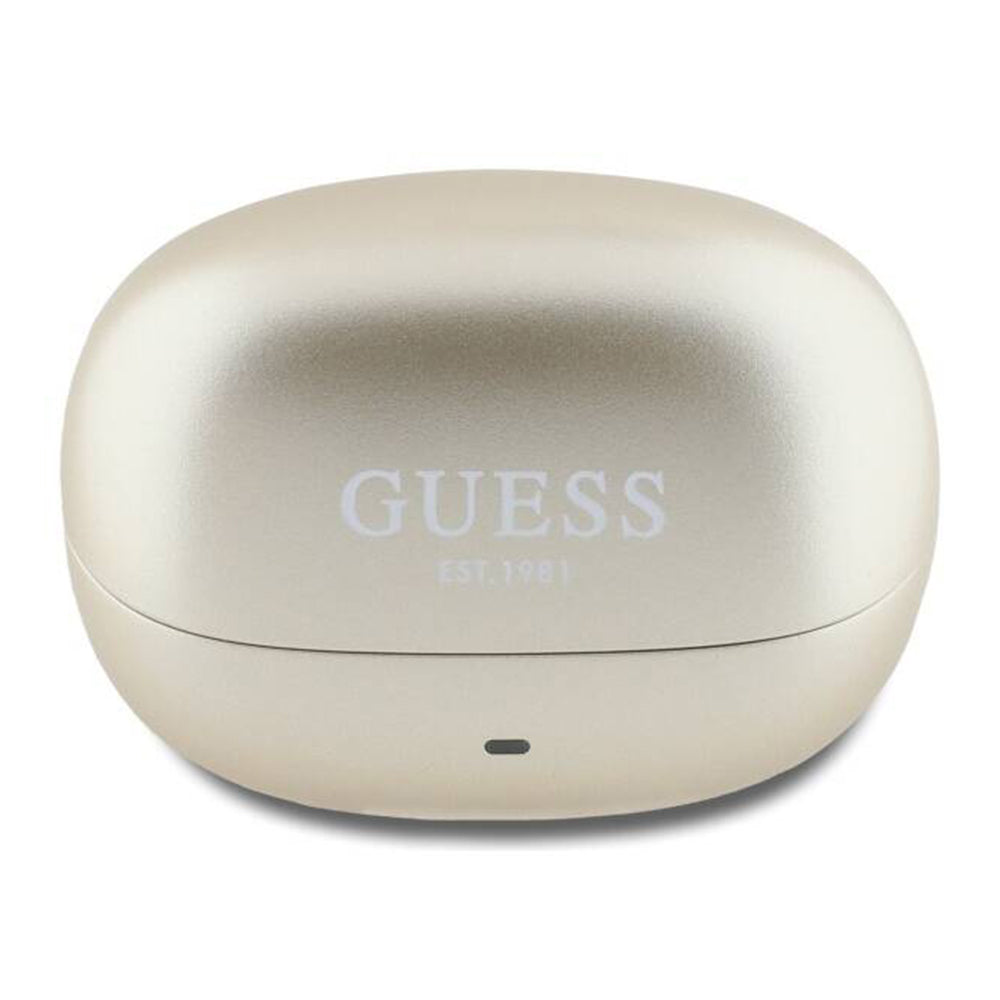 Auricolari Bluetooth Guess Capsule con Logo Stampato, TWS, ANC, Dorato
