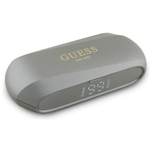 Auricolari Bluetooth Guess Allungati con Logo Metallico Stampato, TWS, Grigio