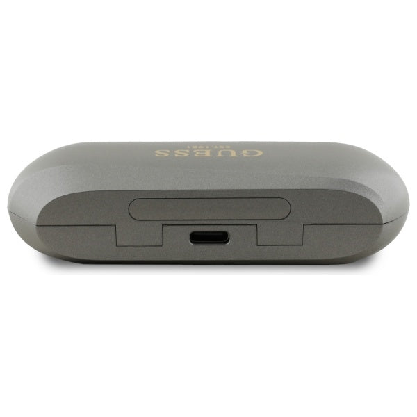 Auricolari Bluetooth Guess Allungati con Logo Metallico Stampato, TWS, Grigio