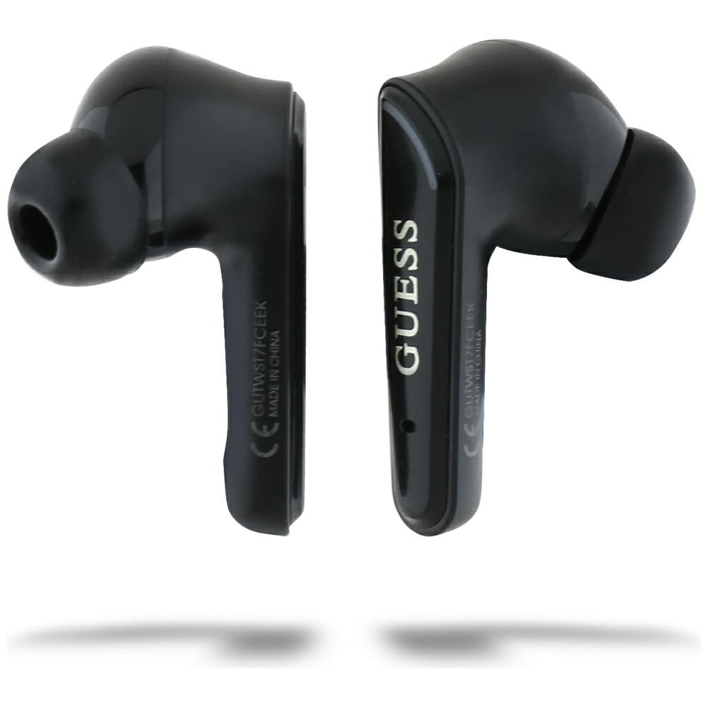 Auricolare Bluetooth Guess Flat Classic Logo Electroplated, TWS, Nero