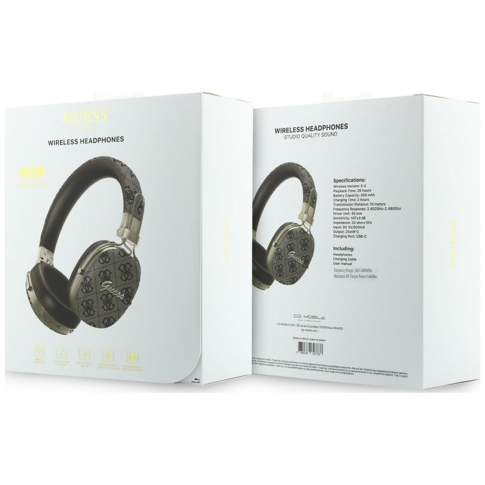 Auricolari Bluetooth Guess Metal 4G Script Logo, A2DP, Marrone