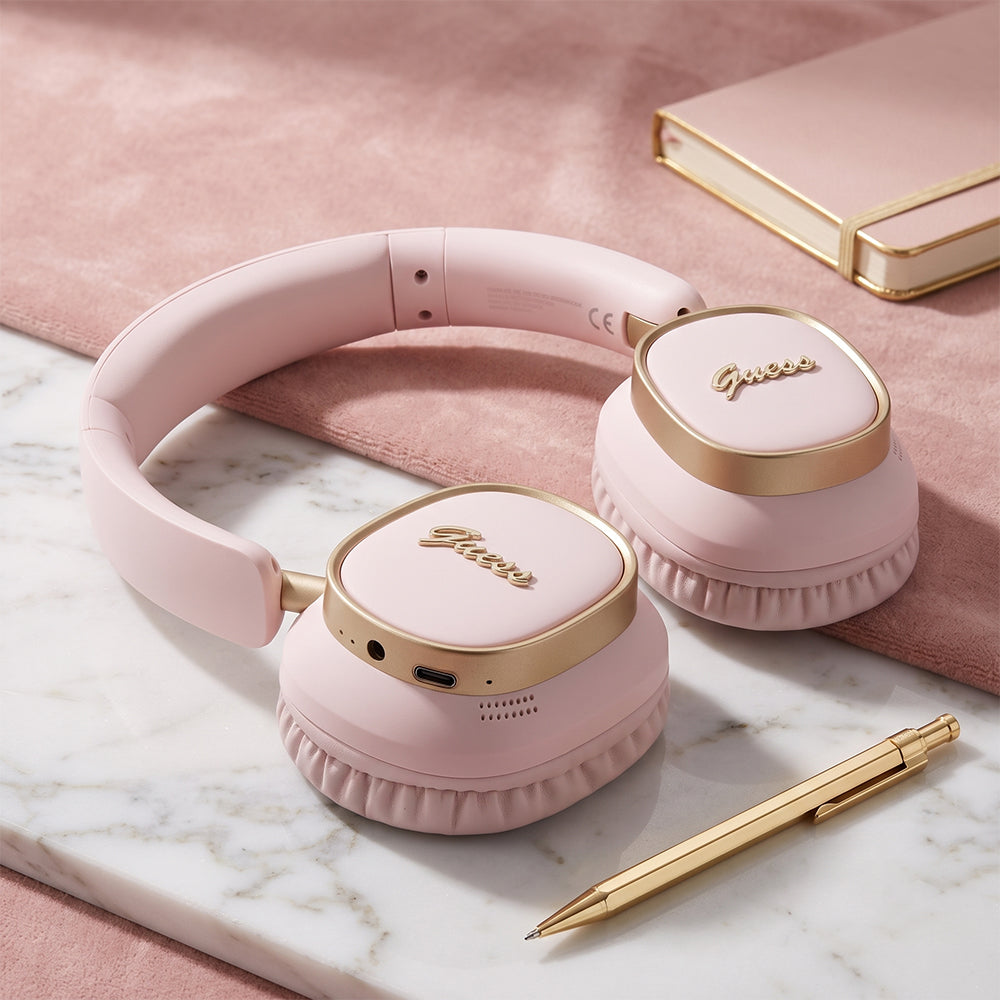 Auricolare Bluetooth Guess Rectangle Metal Script, A2DP, Rosa