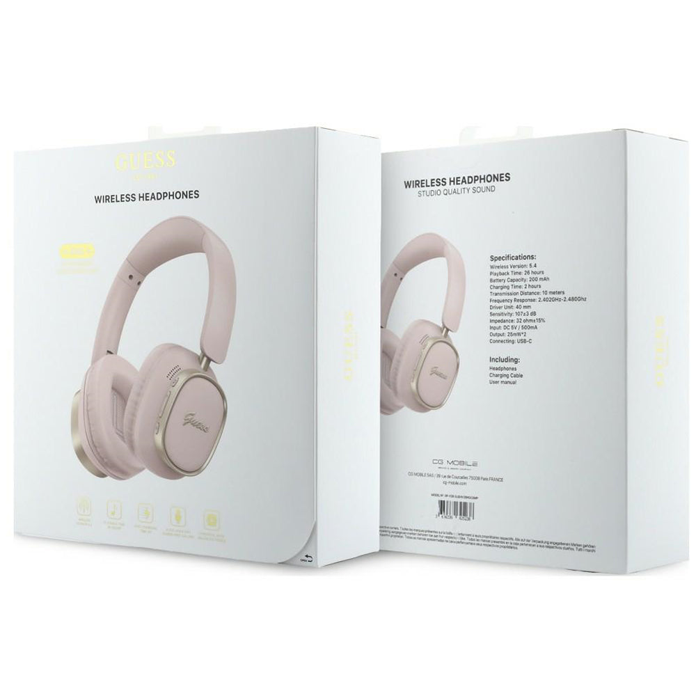 Auricolare Bluetooth Guess Rectangle Metal Script, A2DP, Rosa