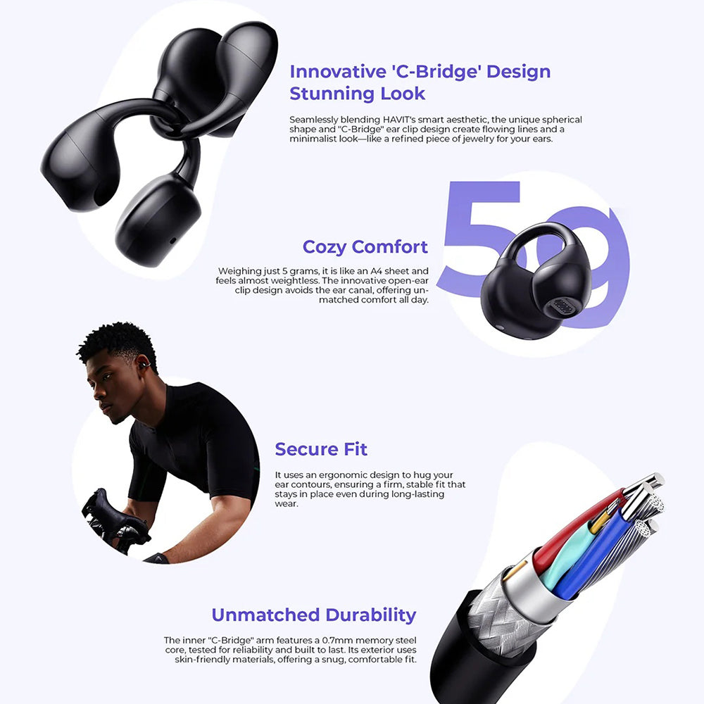 Auricolare Bluetooth HAVIT OWS916, TWS, Nero