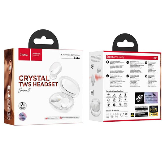 Auricolare Bluetooth HOCO EQ3, TWS, Bianco