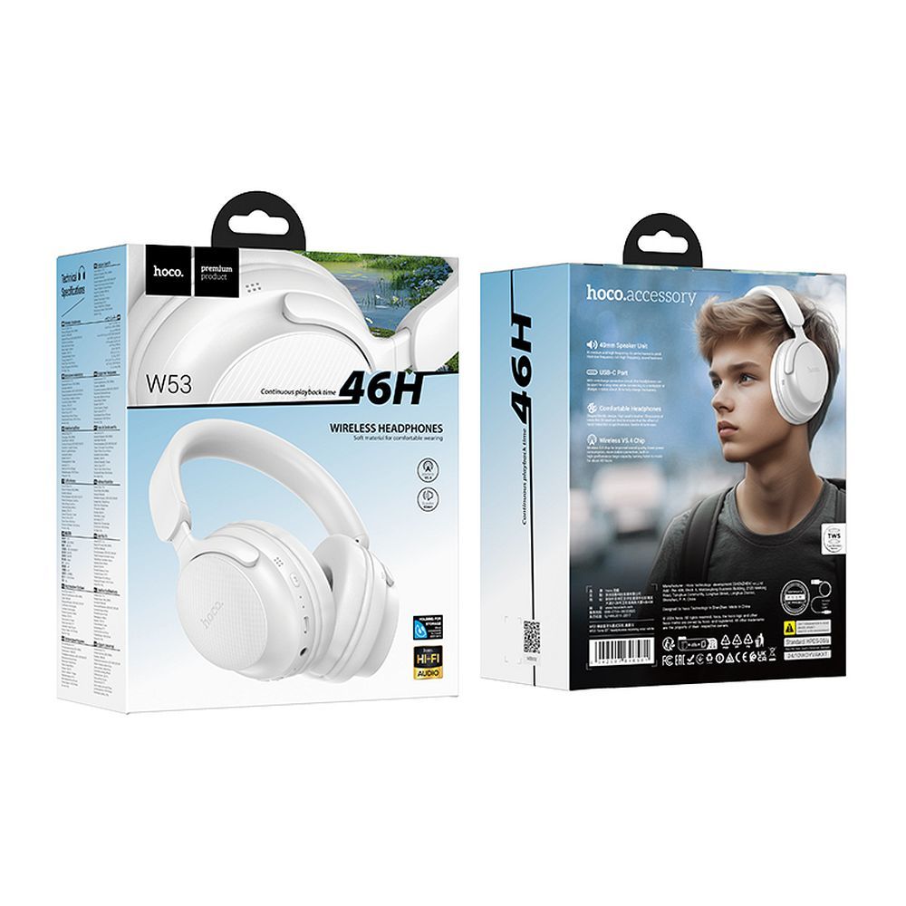 Auricolare Bluetooth HOCO W53, A2DP, Bianco