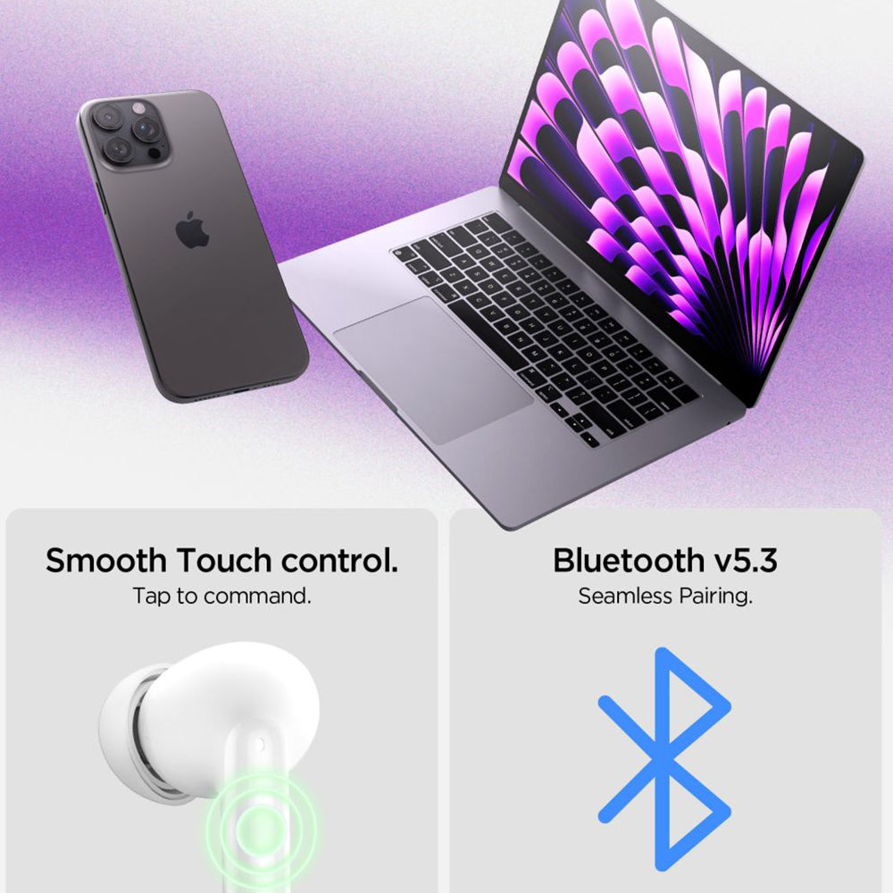 Auricolare Bluetooth Spigen SA2400, TWS, ANC, Bianco