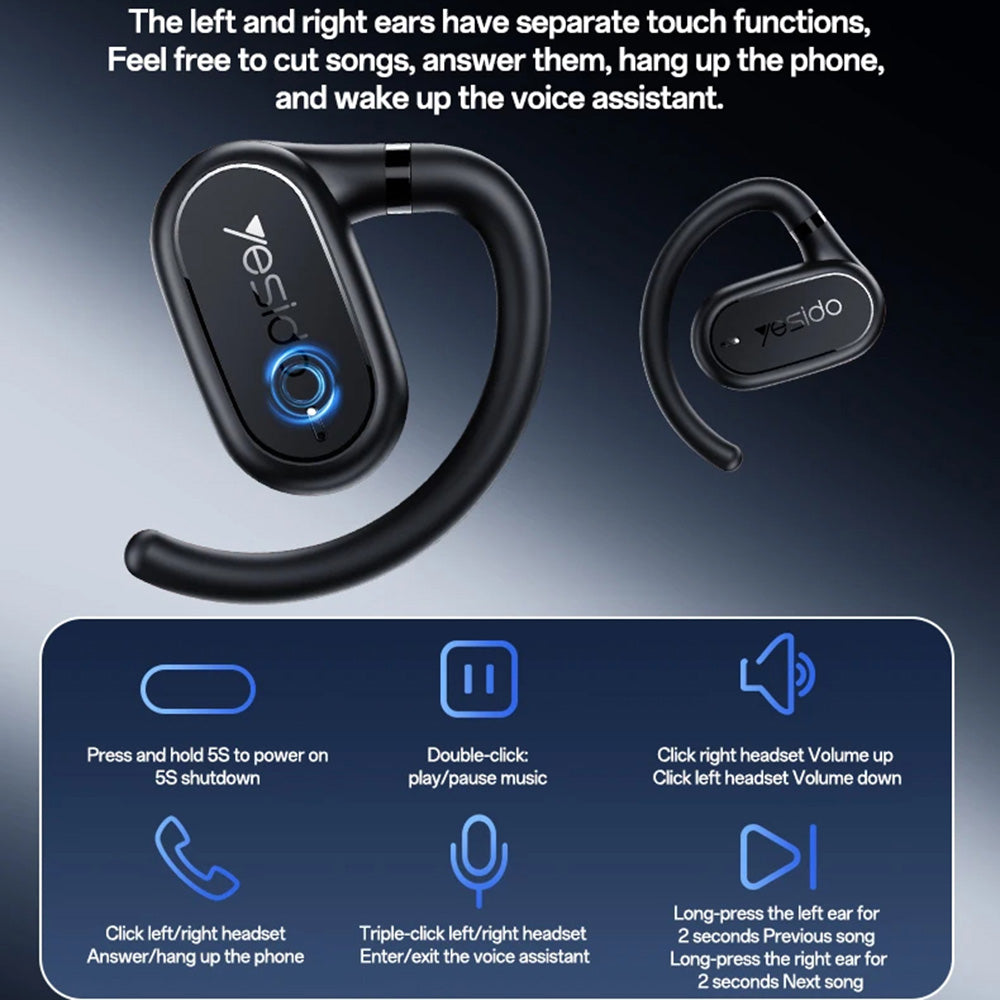 Auricolare Bluetooth Yesido YSP25, TWS, Nero
