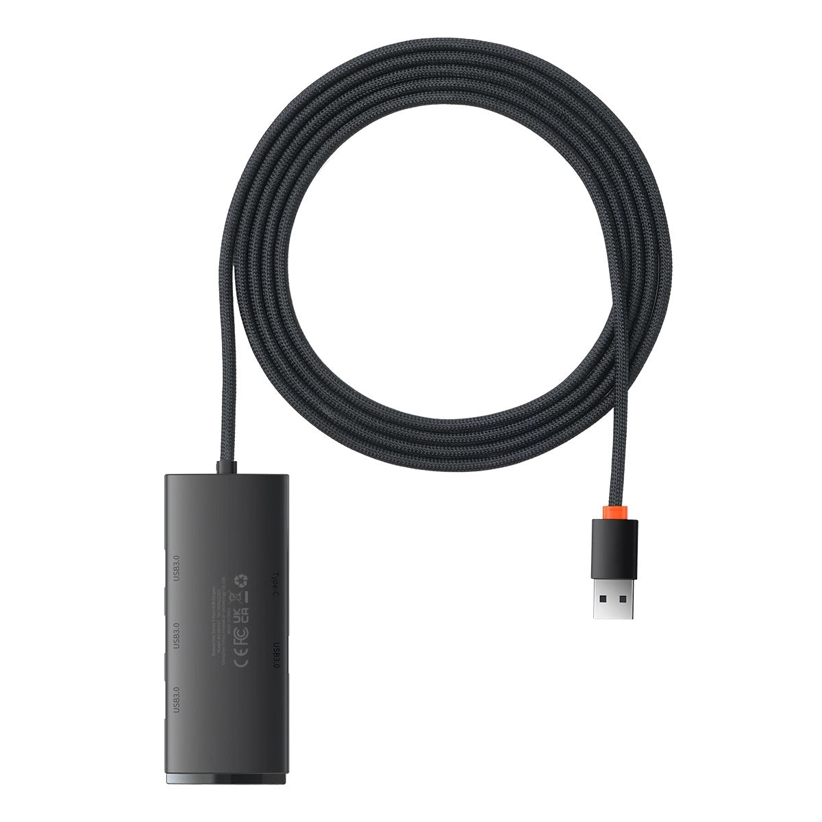 Hub USB Baseus Lite, 4 x USB-A 3.0 - 1 x USB-C, 2m, Nero WKQX030201