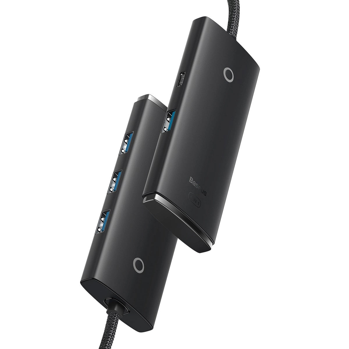 Hub USB Baseus Lite, 4 x USB-A 3.0 - 1 x USB-C, 2m, Nero WKQX030201