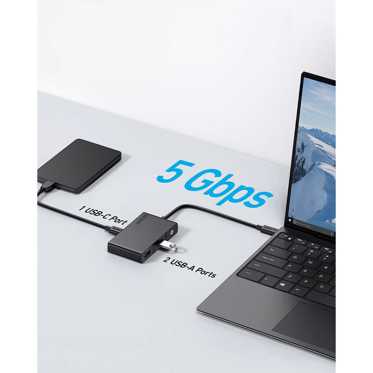 Hub USB-C Anker 332, 2 x USB-A - 2 x USB-C - 1 x HDMI, Nero A8356G11