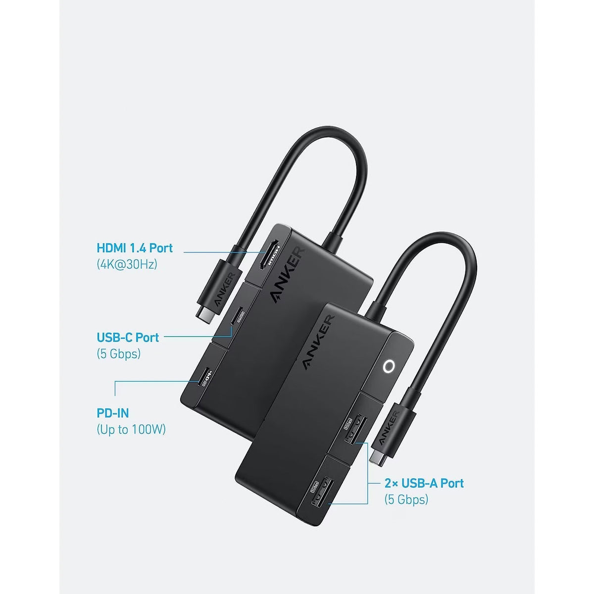 Hub USB-C Anker 332, 2 x USB-A - 2 x USB-C - 1 x HDMI, Nero A8356G11