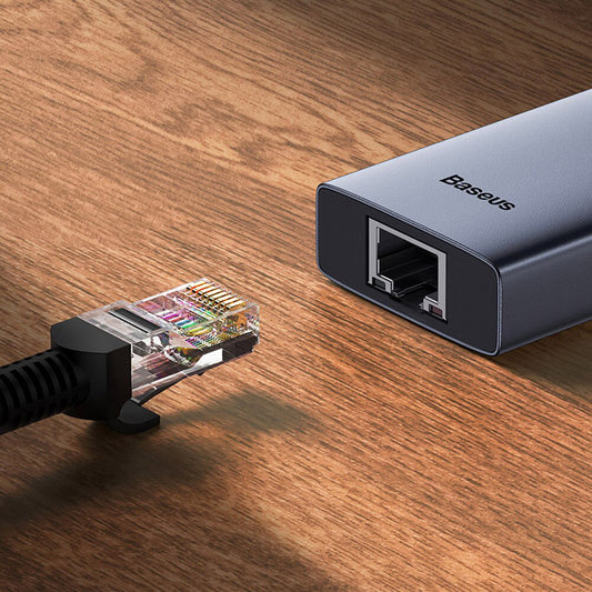 Hub USB-C Baseus UltraJoy, 3 x USB-A 3.0 - 1 x USB-C - 1 x HDMI - 1 x RJ45, Grigio B00052807813-00