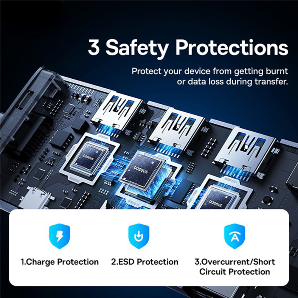 Hub USB-C Baseus UltraJoy, 4 x USB-A 3.0 - 1 x USB-C - 1 x HDMI - 1 x VGA, Grigio B00052803811-01