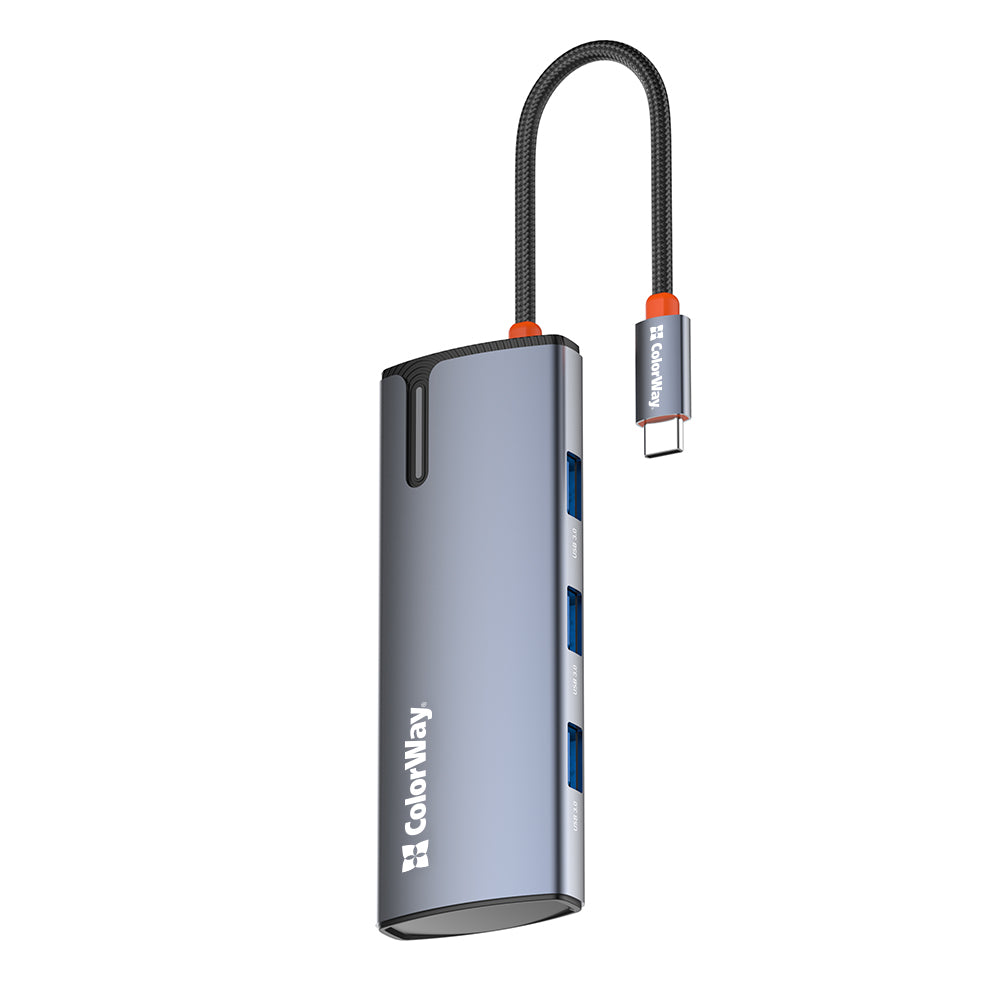 Hub USB-C ColorWay CW-HUB01, 5in1, Argento