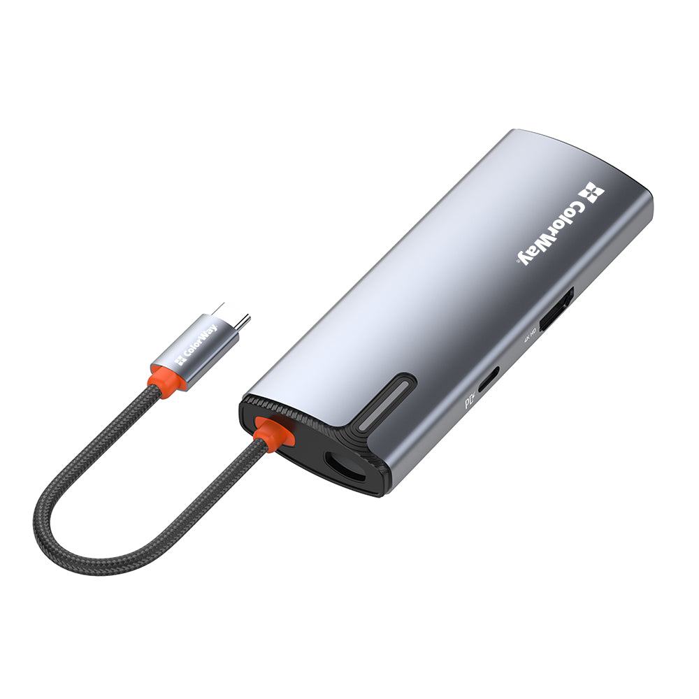 Hub USB-C ColorWay CW-HUB01, 5in1, Argento