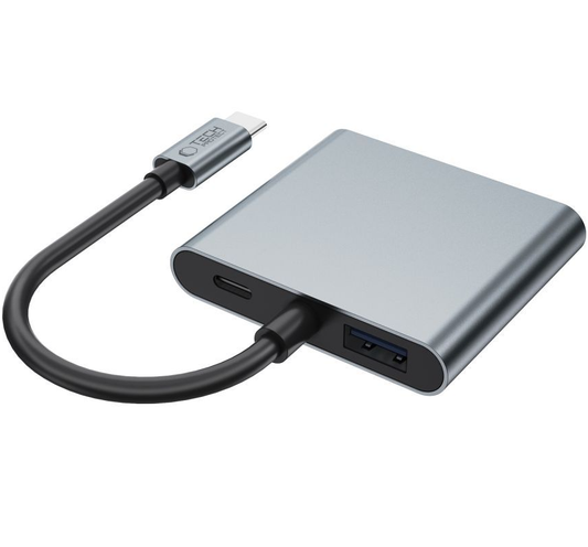 Hub USB-C Tech-Protect HB08, 1 x USB-A - 1 x USB-C - 2 x HDMI, Grigio