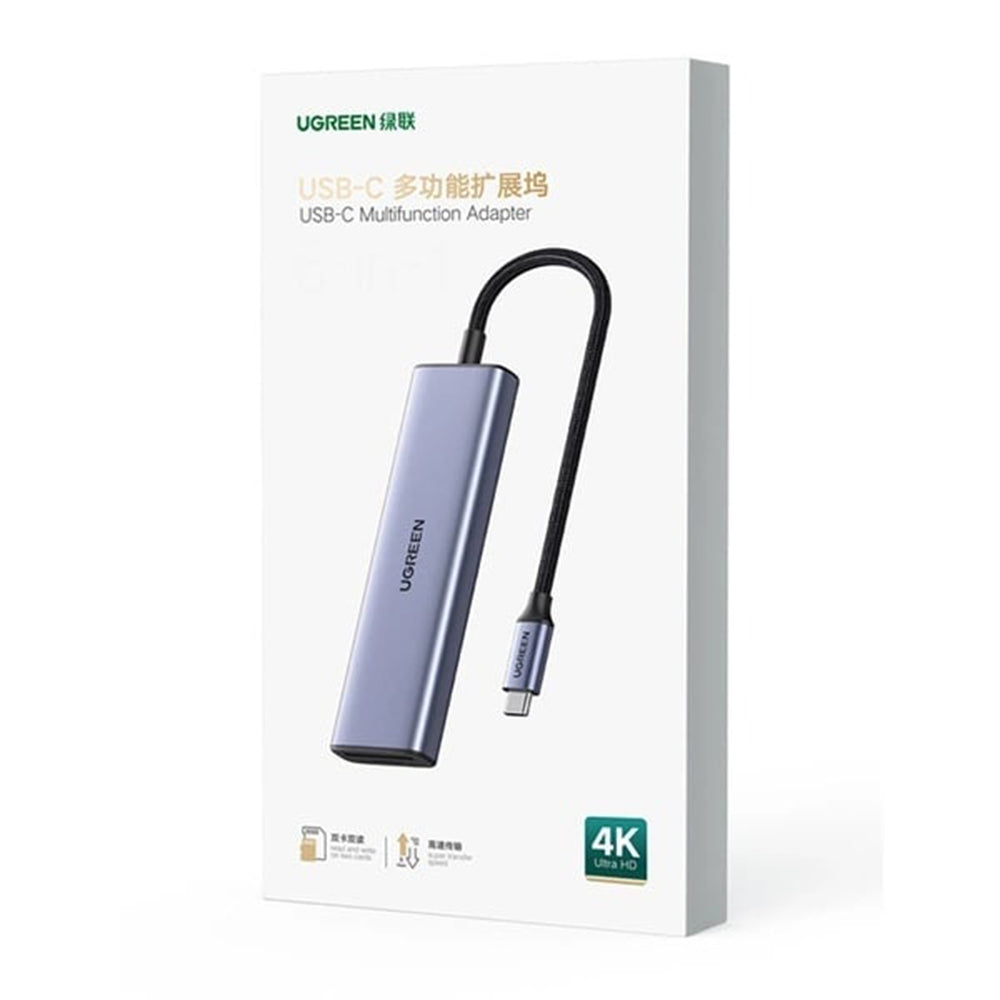 Hub USB-C UGREEN CM511 (20956A), 3 x USB-A 3.0 - 1 x HDMI - 1 x SD - 1 x microSD, Grigio