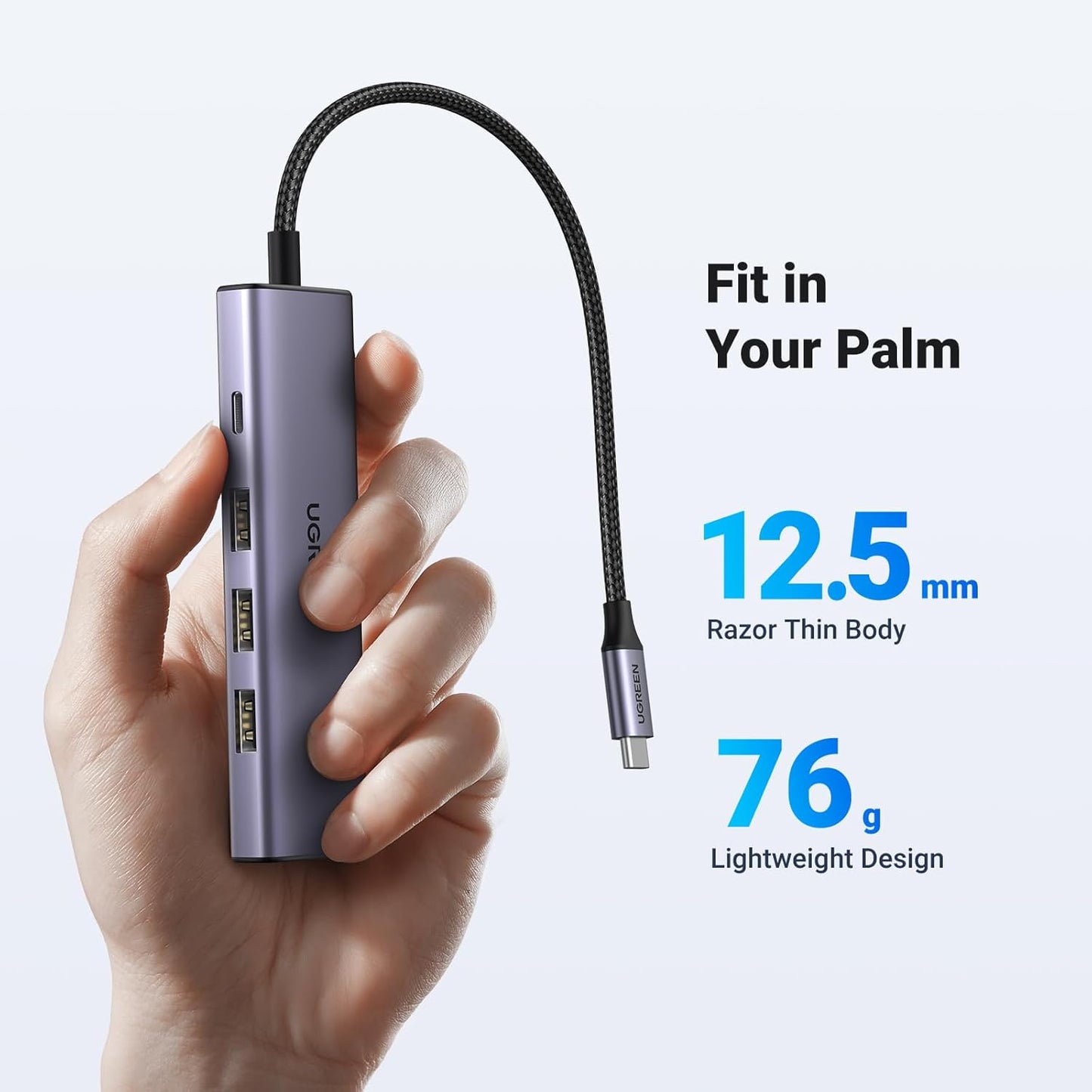 Hub USB-C UGREEN CM511, 3 x USB-A 3.0 - 1 x USB-C - 1 x HDMI, Grigio
