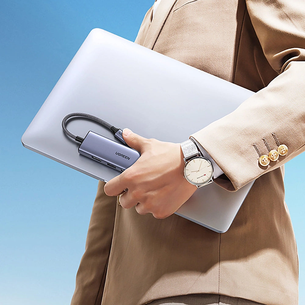 Hub USB-C UGREEN CM511 (20956A), 3 x USB-A 3.0 - 1 x HDMI - 1 x SD - 1 x microSD, Grigio