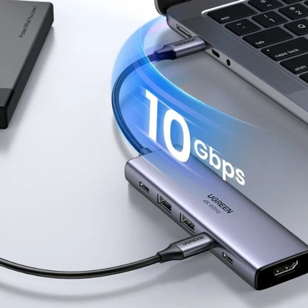 Hub USB-C UGREEN CM511 (35999), 2 x USB-A 3.2 - 3 x USB-C - 1 x HDMI, Grigio