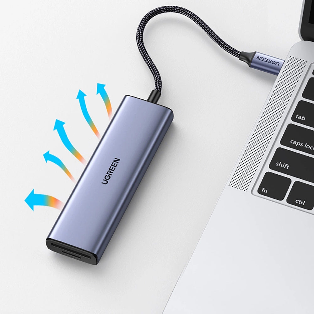 Hub USB-C UGREEN CM511 (20956A), 3 x USB-A 3.0 - 1 x HDMI - 1 x SD - 1 x microSD, Grigio