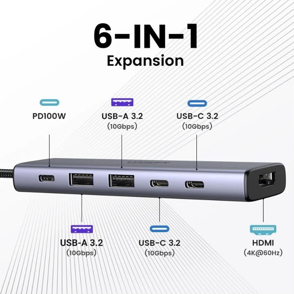 Hub USB-C UGREEN CM511 (35999), 2 x USB-A 3.2 - 3 x USB-C - 1 x HDMI, Grigio