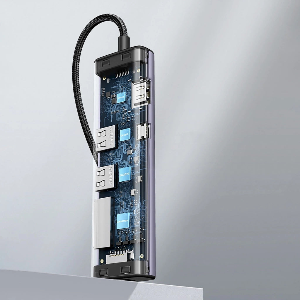 Hub USB-C UGREEN CM512 (90568), 2 x USB-A 3.0 - 1 x USB-C - 1 x HDMI - 1 x RJ45 - 1 x SD - 1 x microSD, Grigio