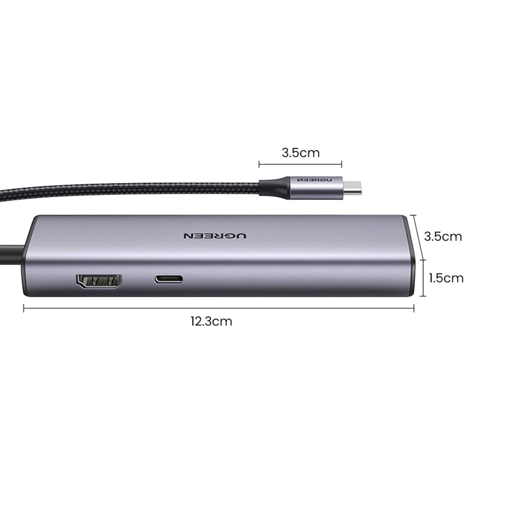 Hub USB-C UGREEN CM512 (90568), 2 x USB-A 3.0 - 1 x USB-C - 1 x HDMI - 1 x RJ45 - 1 x SD - 1 x microSD, Grigio