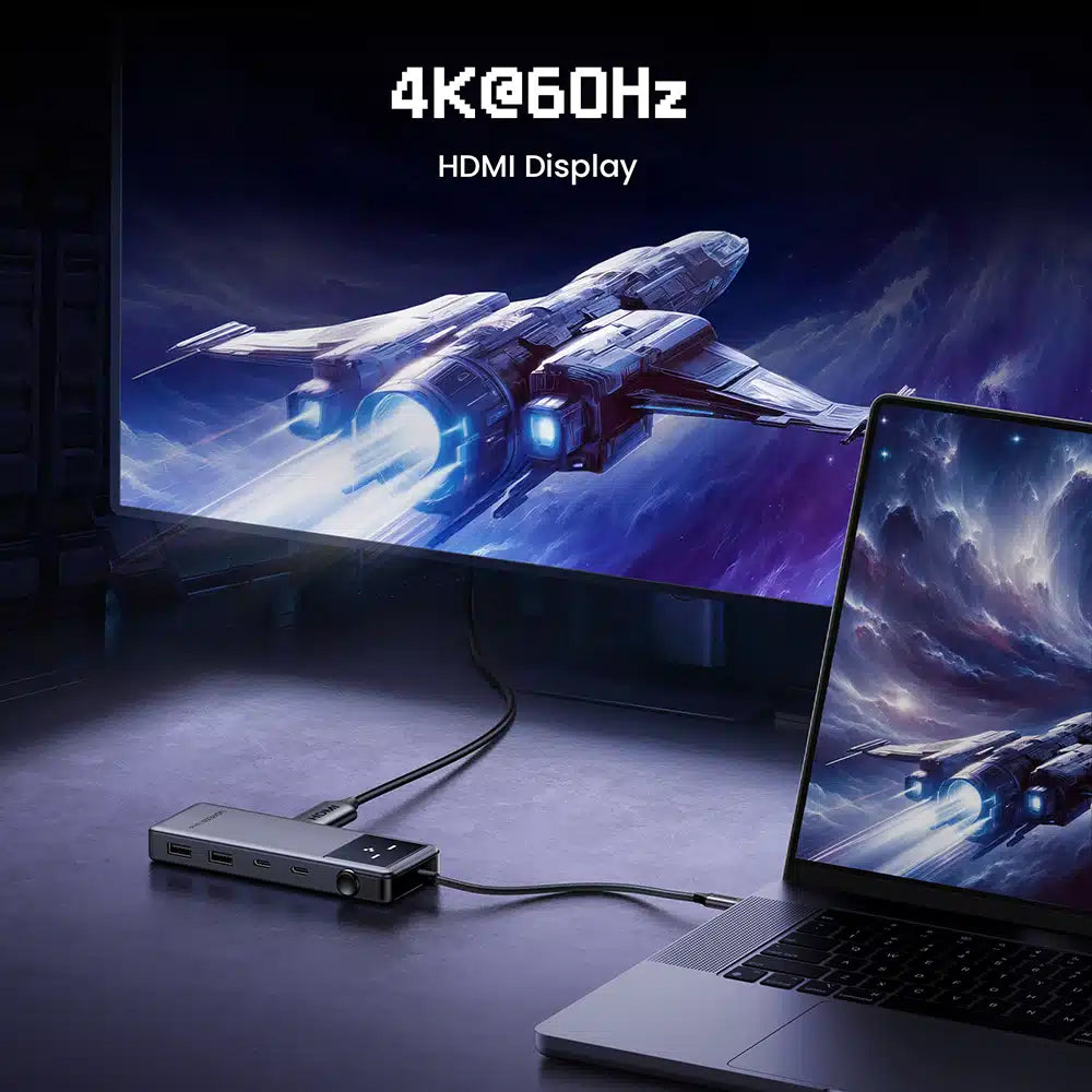 Hub USB-C UGREEN CM888 Uno, 2 x USB-A 3.2 - 3 x USB-C - 1 x HDMI, Grigio