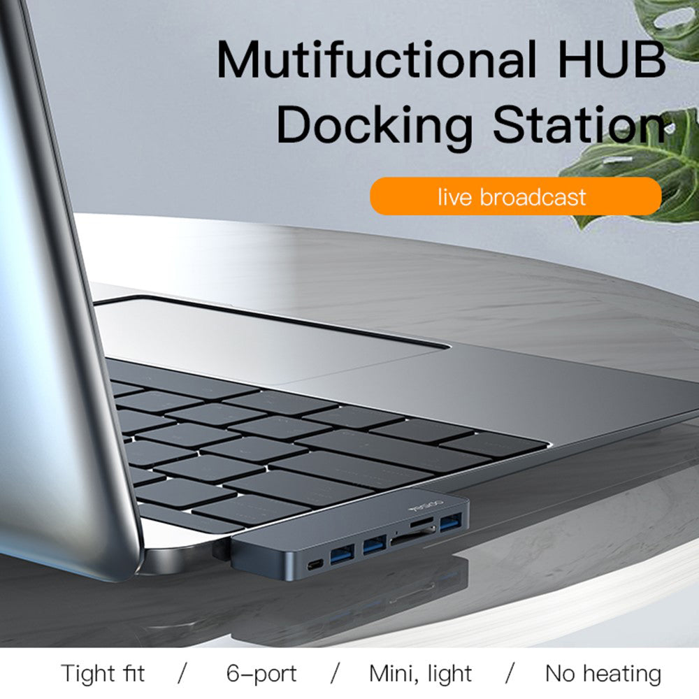 Hub USB-C Yesido HB10 per Apple MacBook Pro / Air, 6in1, Grigio