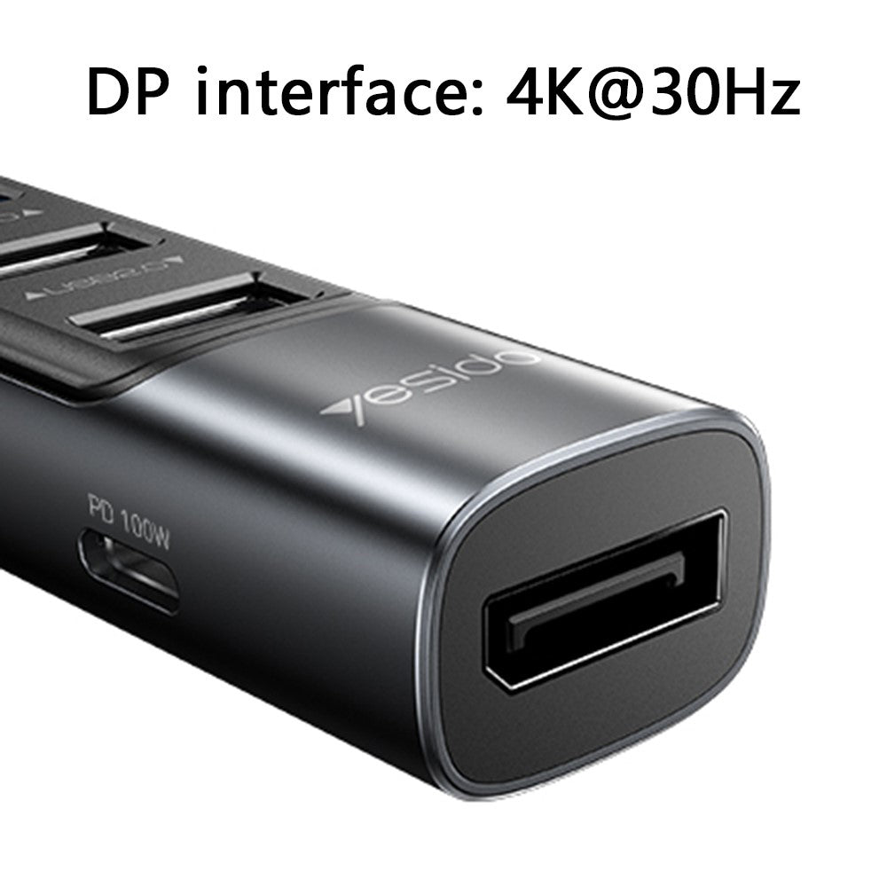 Hub USB-C Yesido HB23, 5in1, Grigio