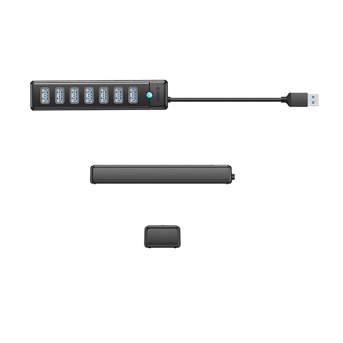 Hub USB Orico PW7U-U3, 7 x USB-A 3.0 - 1 x USB-C, Nero