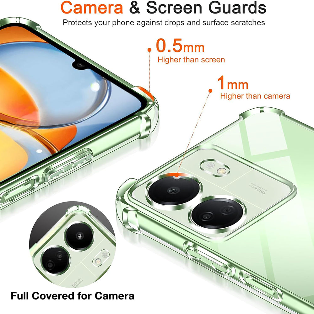 Custodia con Protezione per Fotocamera per Xiaomi Poco C65 / Redmi 13C, Techsuit, Shockproof Clear, Trasparente