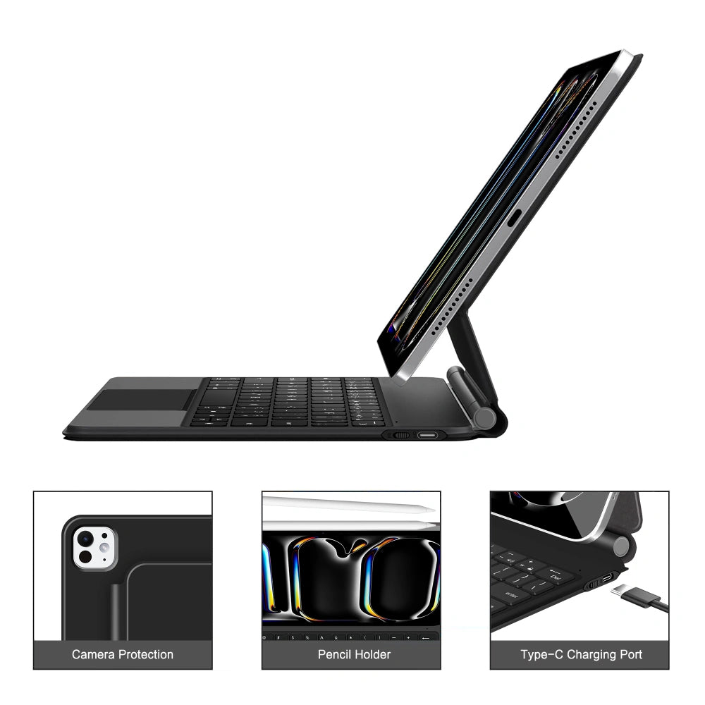 Custodia con Tastiera per Apple iPad Pro 11 (2025) / (2024), Tech-Protect, SmartCase Magnetica, Nera