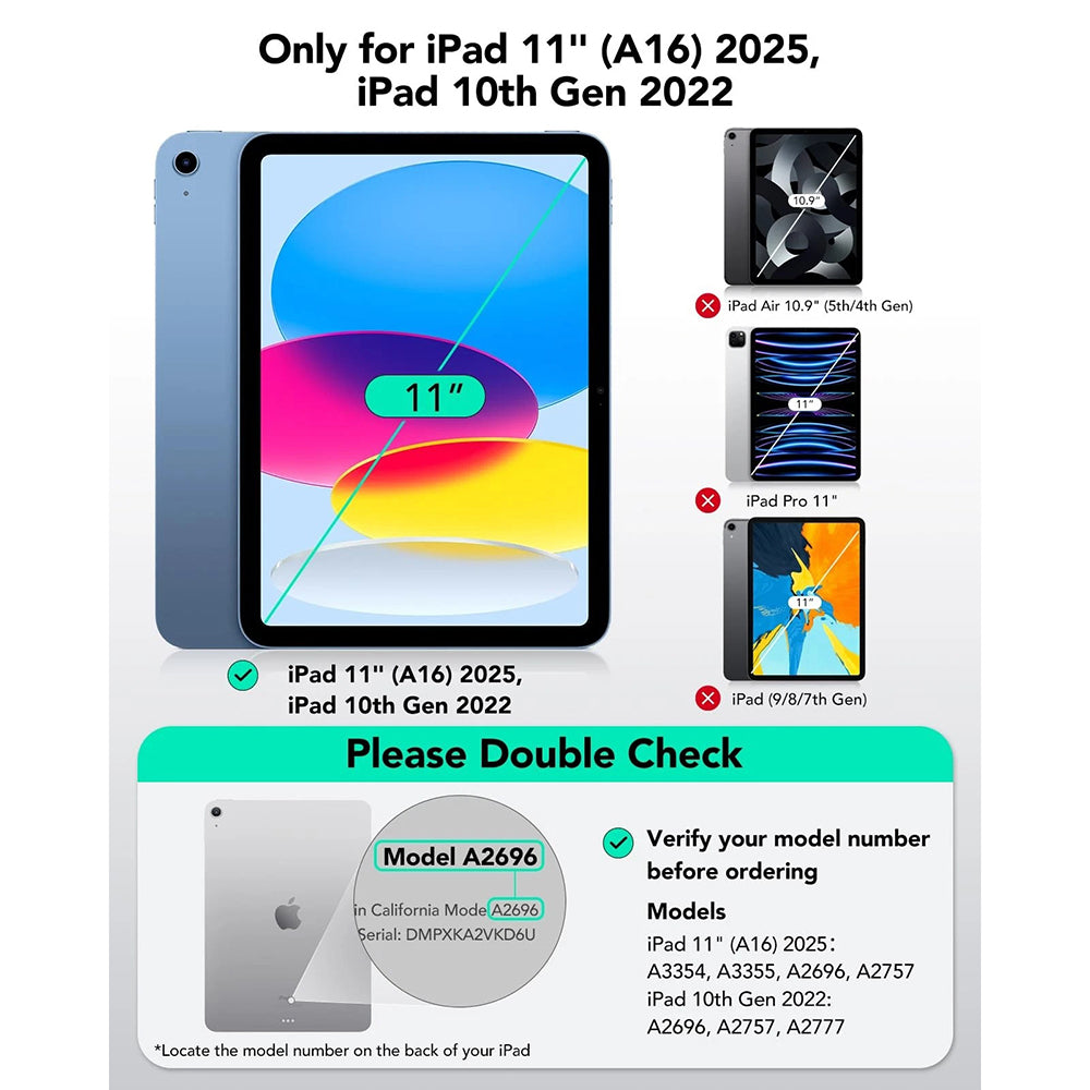 Custodia con Tastiera per Apple iPad (2025) / (2022), ESR, Flex, Grigio