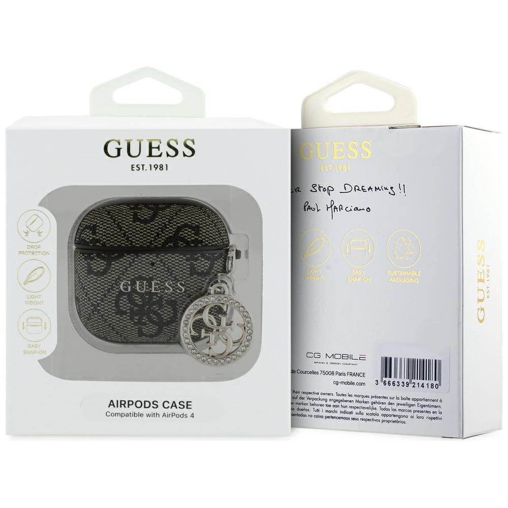 Custodia Guess 4G Strass Charm per Apple AirPods 4, Marrone