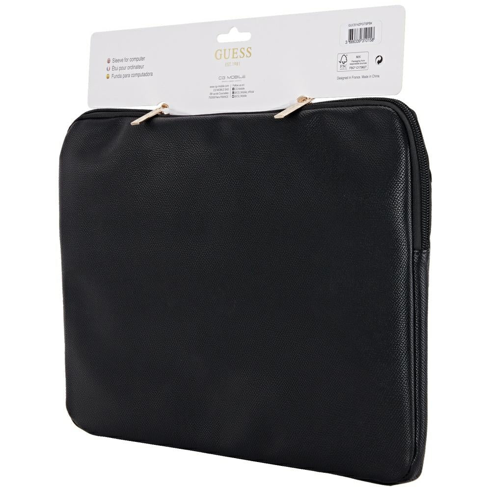 Custodia Guess Grained Triangle Logo per Laptop 14 pollici, Nera