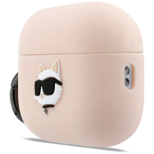 Custodia Karl Lagerfeld Silicone Choupette's Head 3D per Apple AirPods Pro 3, Rosa