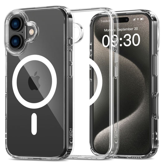 Custodia MagSafe per Apple iPhone 16, Tech-Protect, Flexair Hybrid, trasparente