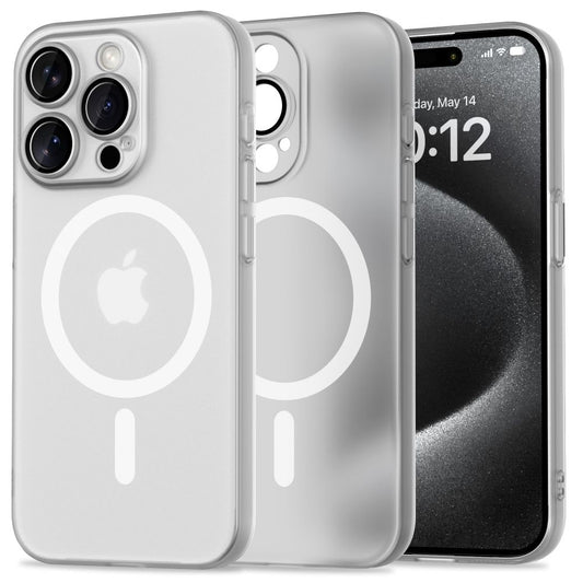 Custodia MagSafe per Apple iPhone 15 Pro, Tech-Protect, MagSlim, bianco