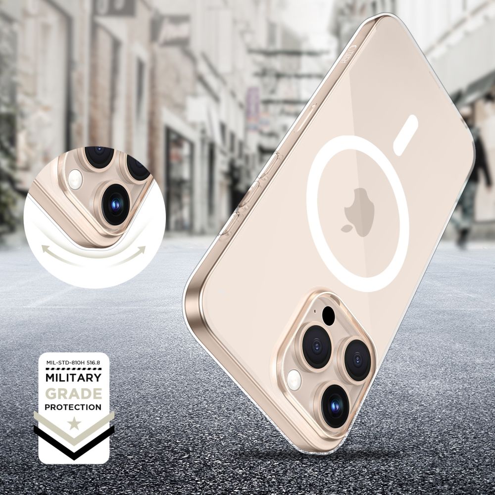 Custodia MagSafe per Apple iPhone 16 Pro, Tech-Protect, Flexair+, trasparente