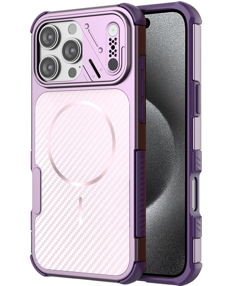 Custodia MagSafe per Apple iPhone 16 Pro Max, OEM, Protezione in Carbonio e Angoli, Viola