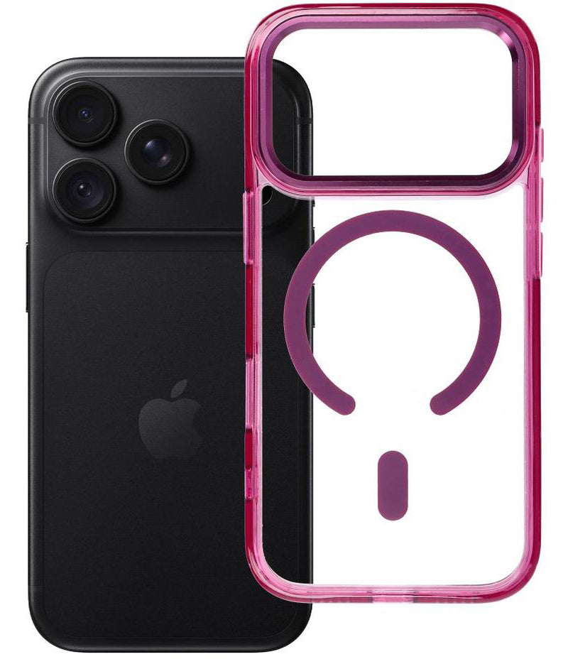 Custodia MagSafe per Apple iPhone 18 Pro / iPhone 17 Pro, OEM, Frame Clear Hybrid, color bordeaux