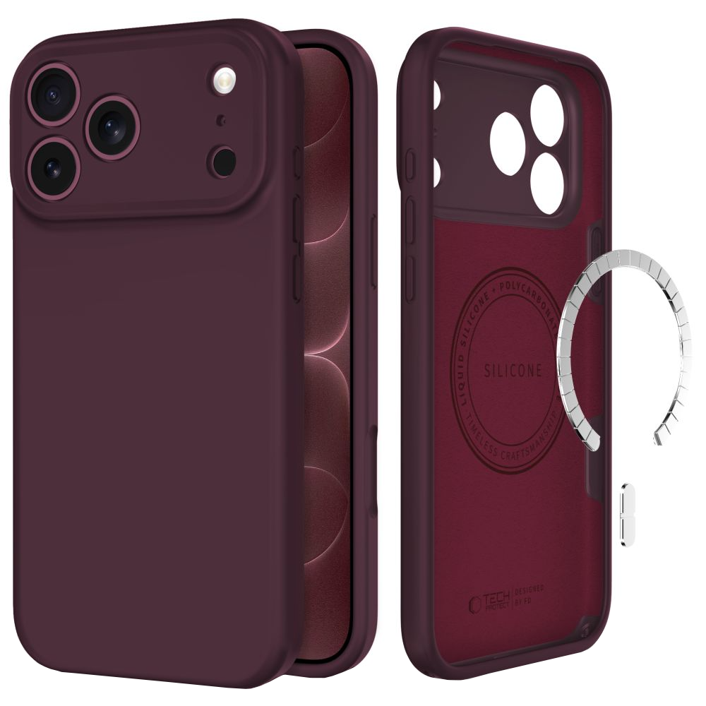MagSafe Case for Apple iPhone 18 Pro / 17 Pro, Tech-Protect, Silicone, Burgundy
